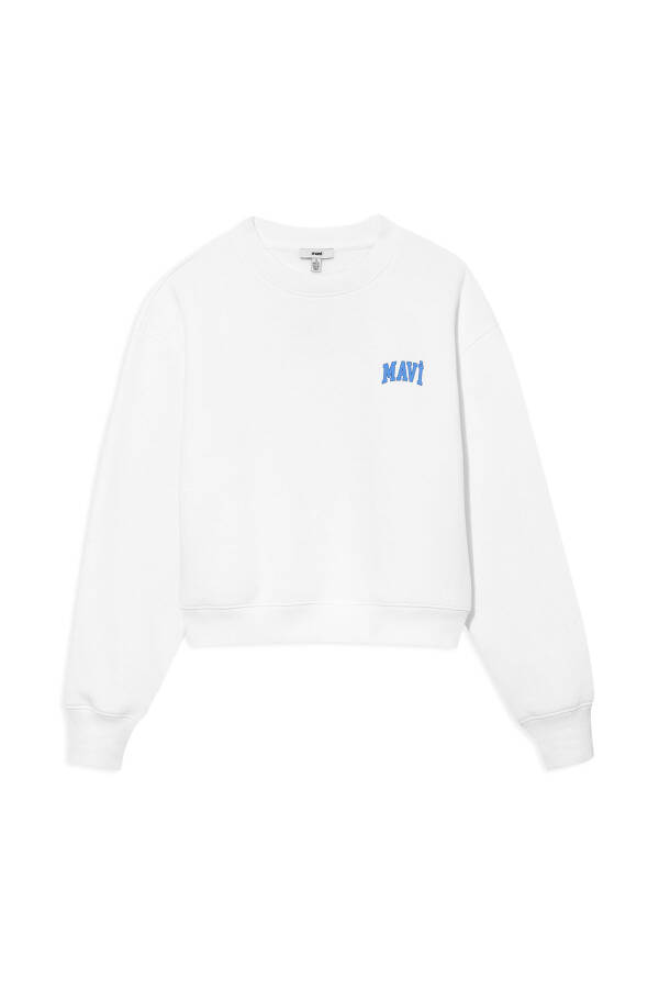 Logo Baskılı Beyaz Crop Sweatshirt 1611601-620 - 25