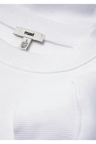 Logo Baskılı Beyaz Crop Sweatshirt 1611601-620 - Beyaz-620 - 6