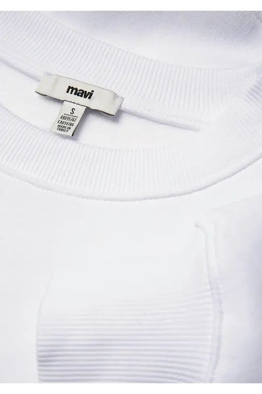 Logo Baskılı Beyaz Crop Sweatshirt 1611601-620 - Beyaz-620 - 6