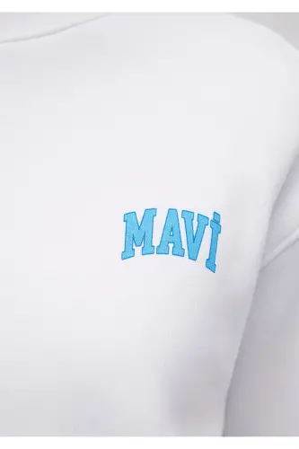Logo Baskılı Beyaz Crop Sweatshirt 1611601-620 - Beyaz-620 - 7