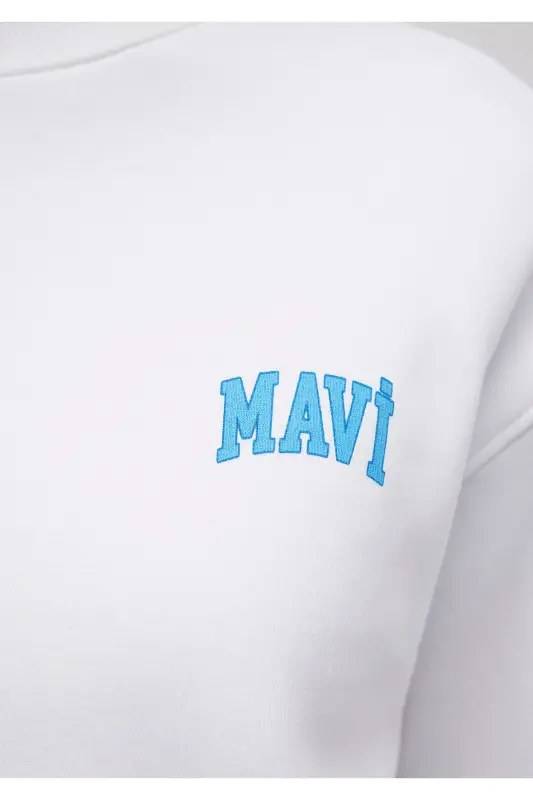 Logo Baskılı Beyaz Crop Sweatshirt 1611601-620 - Beyaz-620 - 7