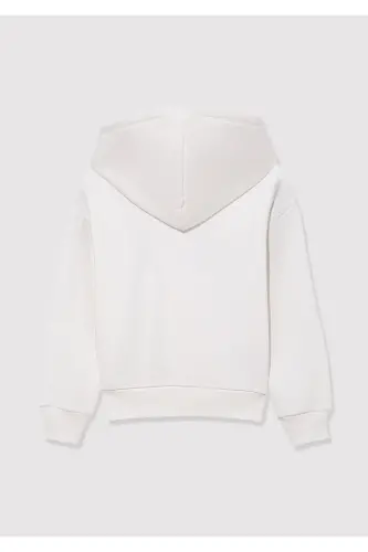 Logo Baskılı Beyaz Kapüşonlu Sweatshirt 6610110-70057-Beyaz - 3