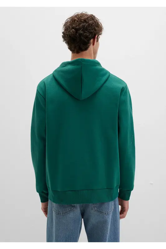 Logo Baskılı Fermuarlı Yeşil Sweatshirt 0611715-71874-Yeşil - 5