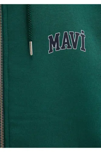 Logo Baskılı Fermuarlı Yeşil Sweatshirt 0611715-71874-Yeşil - 8