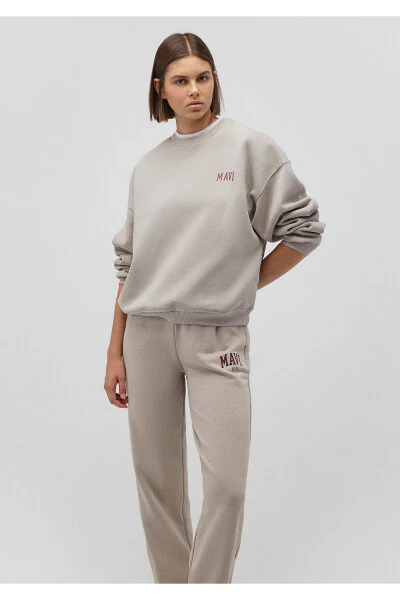 Logo Baskılı Gri Sweatshirt 1611600-70112-Gri - MAVI