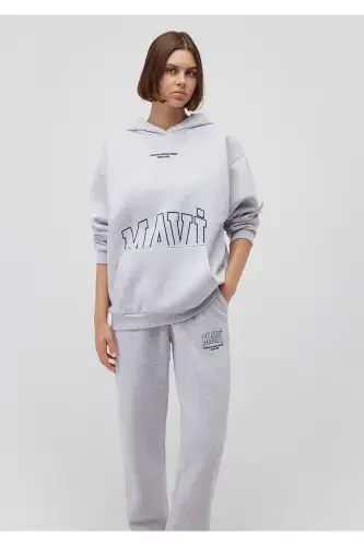 Logo Baskılı Gri Sweatshirt 1S10149-85438 - MAVI (1)