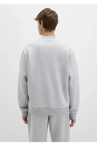 Logo Baskılı Gri Sweatshirt Loose Fit / Bol Rahat Kesim 0611716-80018-Gri - 5