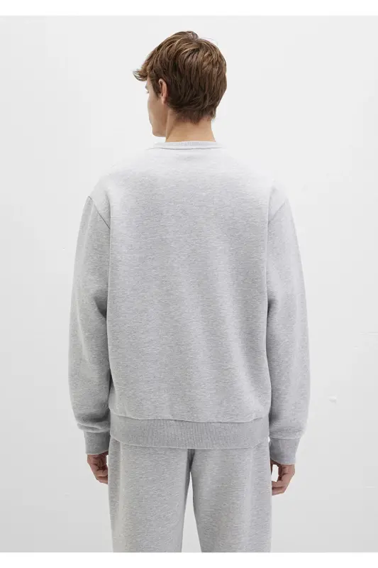 Logo Baskılı Gri Sweatshirt Loose Fit / Bol Rahat Kesim 0611716-80018-Gri - 5
