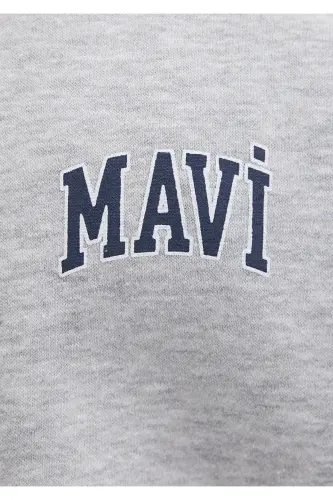 Logo Baskılı Gri Sweatshirt Loose Fit / Bol Rahat Kesim 0611716-80018-Gri - 8