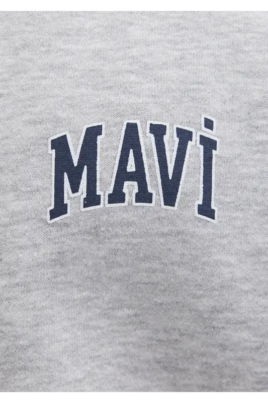 Logo Baskılı Gri Sweatshirt Loose Fit / Bol Rahat Kesim 0611716-80018-Gri - 8