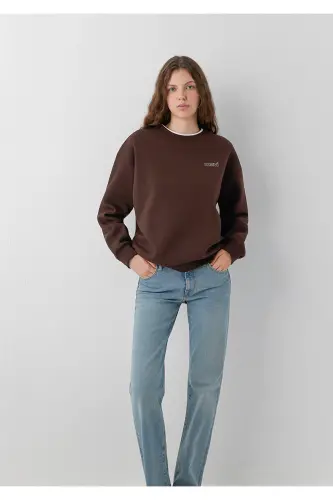 Logo Baskılı Kahverengi Sweatshirt 1611656-90704 - Kahverengi - MAVI (1)