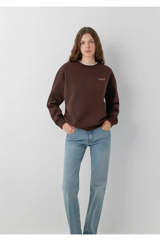 Logo Baskılı Kahverengi Sweatshirt 1611656-90704 - Kahverengi - 2