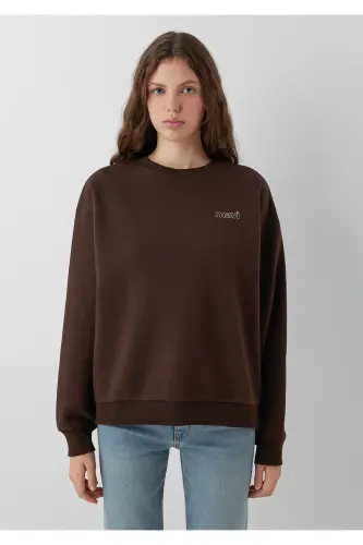 Logo Baskılı Kahverengi Sweatshirt 1611656-90704 - Kahverengi - 3