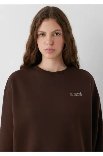 Logo Baskılı Kahverengi Sweatshirt 1611656-90704 - Kahverengi - 6