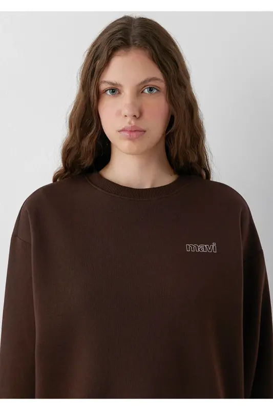 Logo Baskılı Kahverengi Sweatshirt 1611656-90704 - Kahverengi - 6