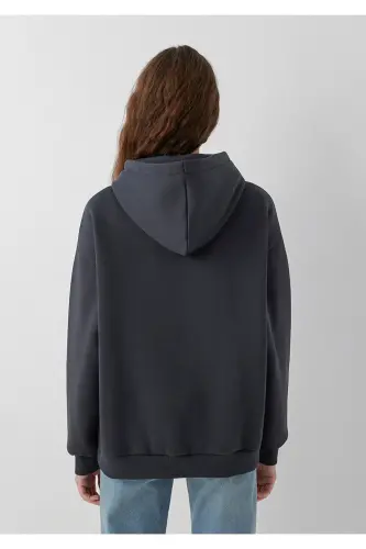 Logo Baskılı Kapüşonlu Antrasit Sweatshirt 1600361-70499 - Antrasit - 6