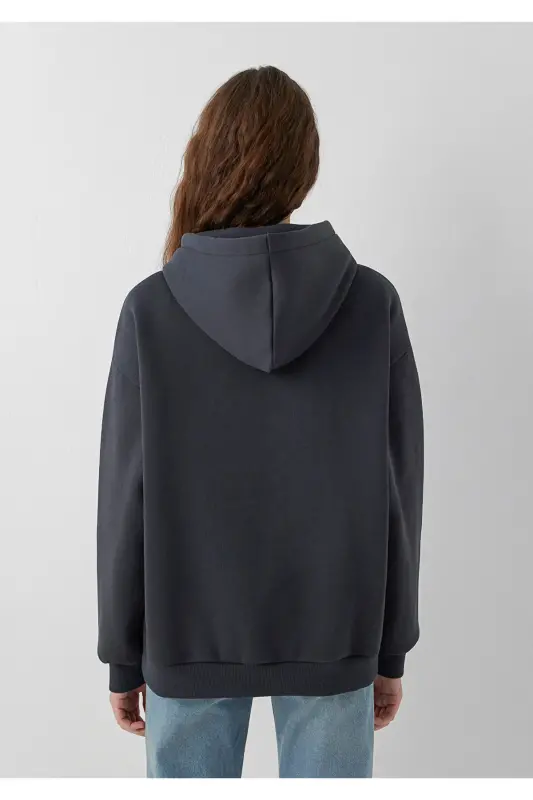Logo Baskılı Kapüşonlu Antrasit Sweatshirt 1600361-70499 - Antrasit - 6