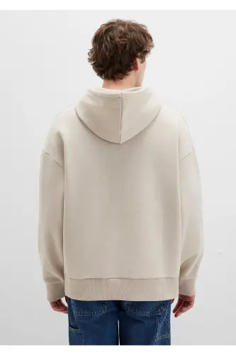 Logo Baskılı Kapüşonlu Bej Sweatshirt 067149-70004 - Bej-70004 - 1