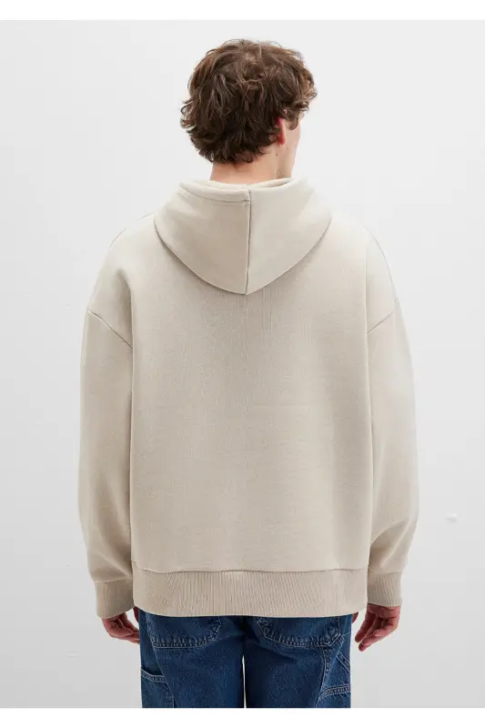 Logo Baskılı Kapüşonlu Bej Sweatshirt 067149-70004 - Bej-70004 - 1