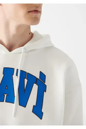 Logo Baskılı Kapüşonlu Beyaz Sweatshirt 067149-70057-Beyaz - 5
