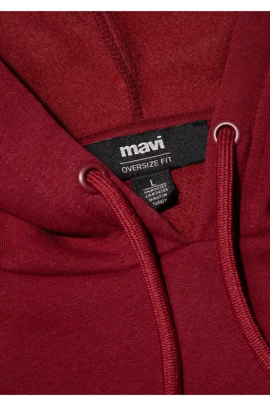 Logo Baskılı Kapüşonlu Bordo Sweatshirt 067149-85493-Bordo - 8