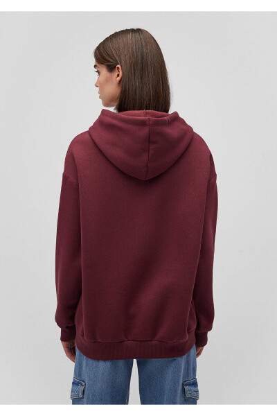 Logo Baskılı Kapüşonlu Bordo Sweatshirt 1600361-85493 - 4