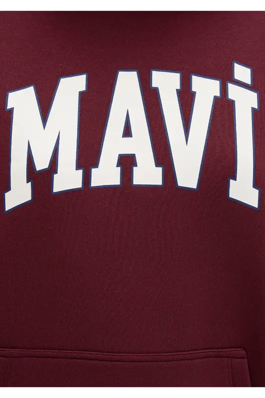 Logo Baskılı Kapüşonlu Bordo Sweatshirt 1600361-85493 - Bordo-85493 - 7