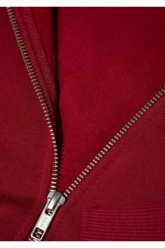 Logo Baskılı Kapüşonlu Fermuarlı Bordo Sweatshirt 1S10178-85493-Bordo - 6