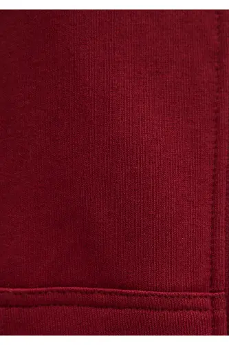 Logo Baskılı Kapüşonlu Fermuarlı Bordo Sweatshirt 1S10178-85493-Bordo - 7
