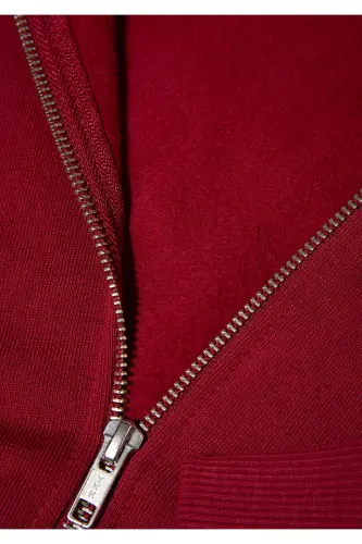 Logo Baskılı Kapüşonlu Fermuarlı Bordo Sweatshirt 1S10178-85493 - Bordo-85493 - 6