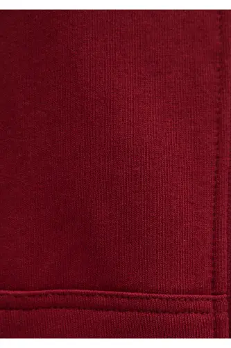 Logo Baskılı Kapüşonlu Fermuarlı Bordo Sweatshirt 1S10178-85493 - Bordo-85493 - 7