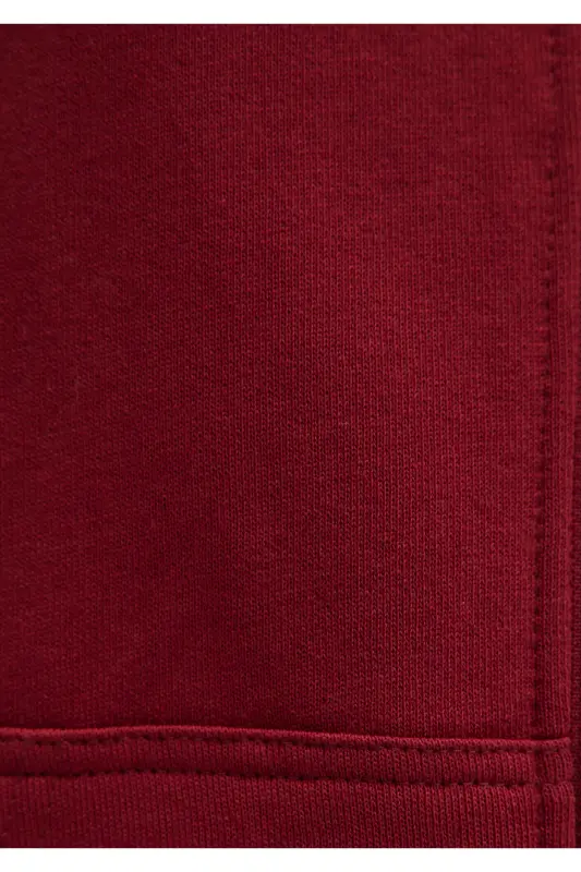 Logo Baskılı Kapüşonlu Fermuarlı Bordo Sweatshirt 1S10178-85493 - Bordo-85493 - 7