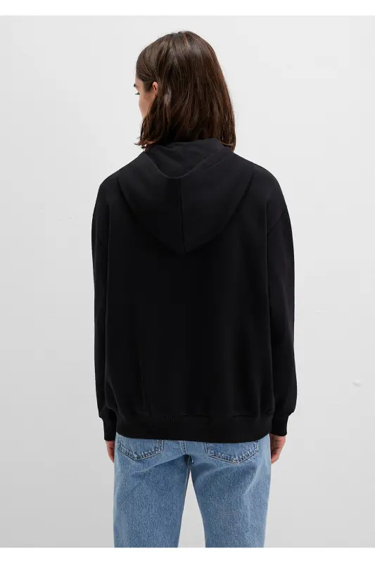 Logo Baskılı Kapüşonlu Fermuarlı Siyah Sweatshirt 1S10178-900 - Siyah-900 - 3
