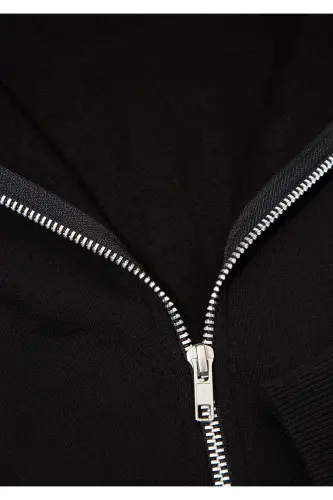 Logo Baskılı Kapüşonlu Fermuarlı Siyah Sweatshirt 1S10178-900 - Siyah-900 - 8