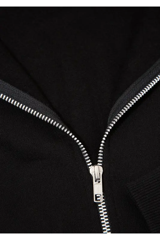 Logo Baskılı Kapüşonlu Fermuarlı Siyah Sweatshirt 1S10178-900 - Siyah-900 - 8