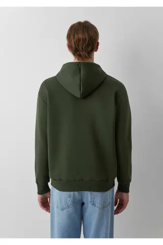 Logo Baskılı Kapüşonlu Fermuarlı Yeşil Sweatshirt 0611715-71584 - Yeşil - 5