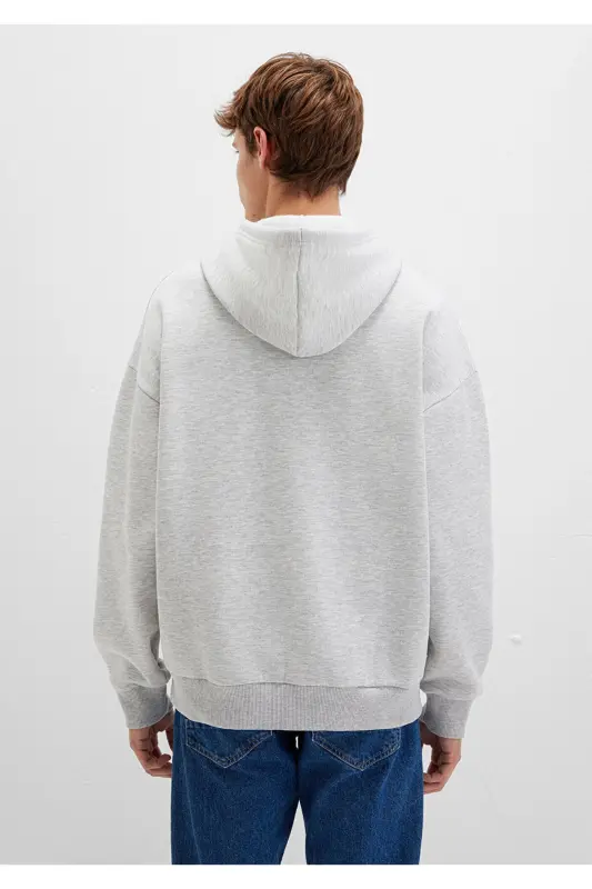 Logo Baskılı Kapüşonlu Gri Sweatshirt 067149-80196 - Gri-80196 - 4