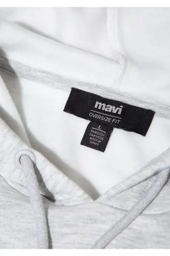 Logo Baskılı Kapüşonlu Gri Sweatshirt 067149-80196 - Gri-80196 - 7