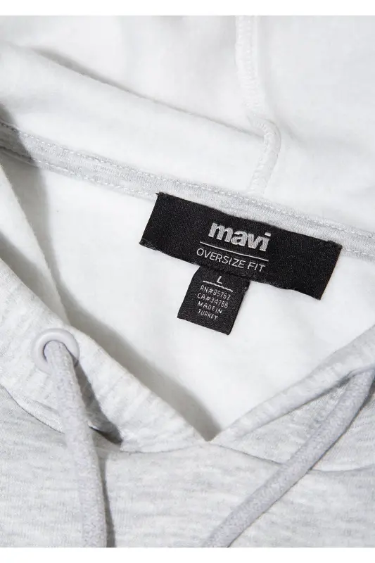 Logo Baskılı Kapüşonlu Gri Sweatshirt 067149-80196 - Gri-80196 - 7