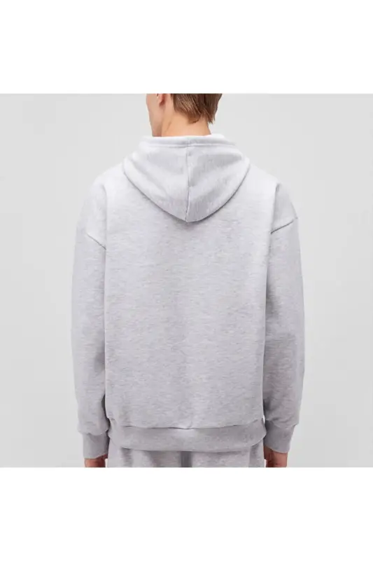 Logo Baskılı Kapüşonlu Gri Sweatshirt 067149-80889 - GRİ - MAVI