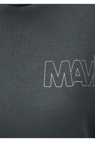 Logo Baskılı Kapüşonlu Gri Sweatshirt 1611604-70088-Gri - 5