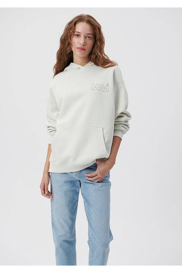 Logo Baskılı Kapüşonlu Gri Sweatshirt 1611604-70142-Gri - 1