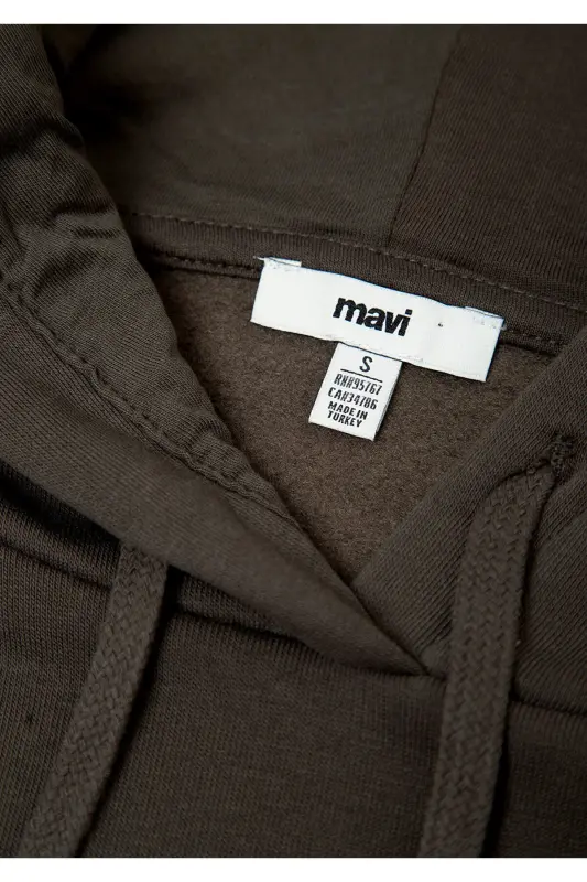 Logo Baskılı Kapüşonlu Haki Sweatshirt 1600361-71598 - Yeşil - 8