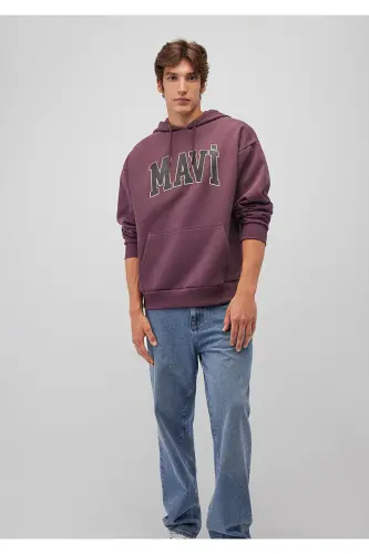 Logo Baskılı Kapüşonlu Kahverengi Sweatshirt 067149-70260 - Kahverengi-70260 