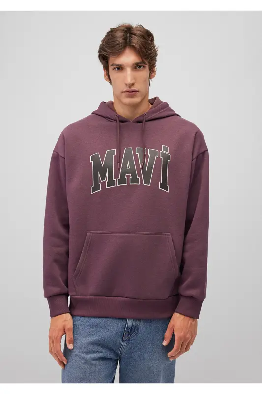 Logo Baskılı Kapüşonlu Kahverengi Sweatshirt 067149-70260 - Kahverengi-70260 - 3