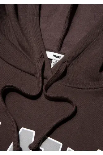 Logo Baskılı Kapüşonlu Kahverengi Sweatshirt 1600361-70222 - Kahverengi-70222 - 8
