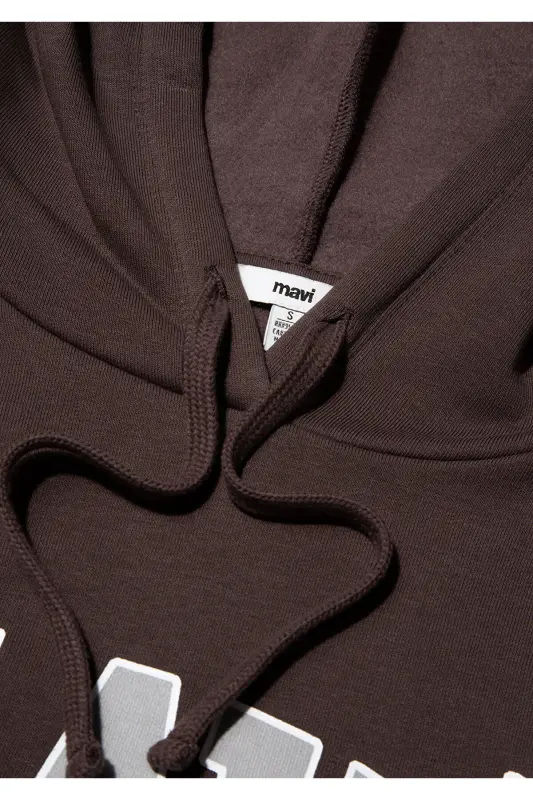 Logo Baskılı Kapüşonlu Kahverengi Sweatshirt 1600361-70222 - Kahverengi-70222 - 8