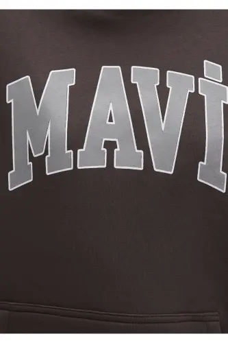 Logo Baskılı Kapüşonlu Kahverengi Sweatshirt 1600361-70222 - Kahverengi - 6