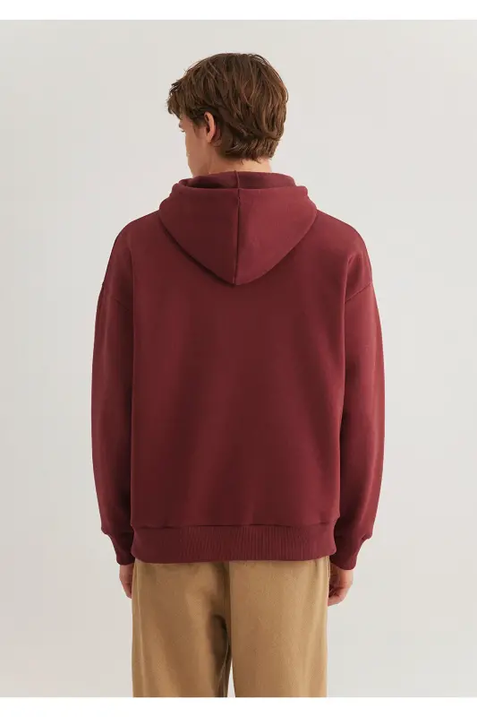 Logo Baskılı Kapüşonlu Kırmızı Sweatshirt 067149-70396 - Kırmızı-70396 - 5