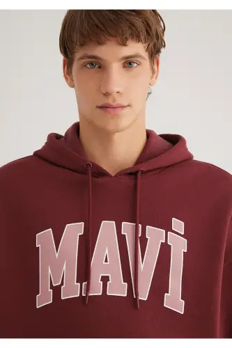 Logo Baskılı Kapüşonlu Kırmızı Sweatshirt 067149-70396 - Kırmızı-70396 - 6